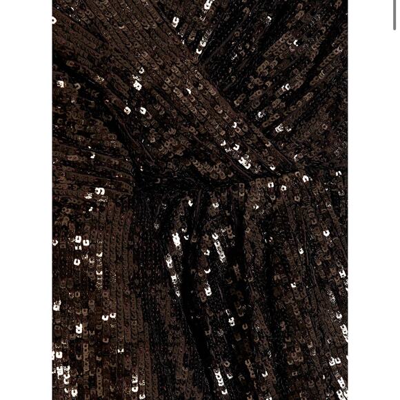 Jonathan Simkhai Monty wrap effect sequin mini dress size 6 brown - Picture 8 of 16